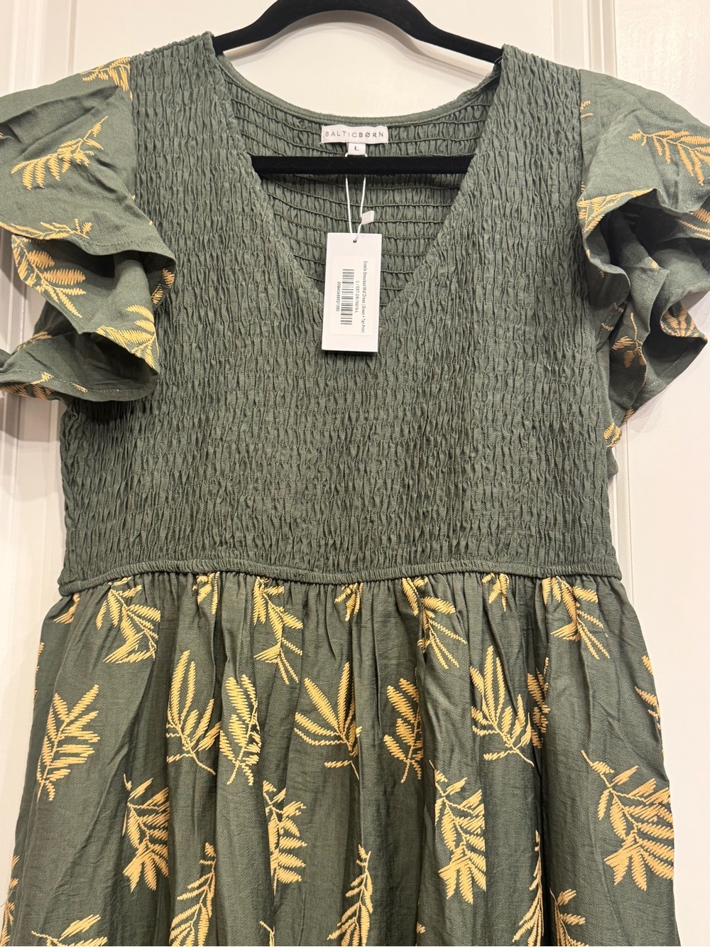 Baltic Born Olive Green Maxi Dress with Yellow Leaf Print - Picture 5 of 7